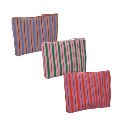 toilettas opbergtasje met retro streep print in verschillende kleuren