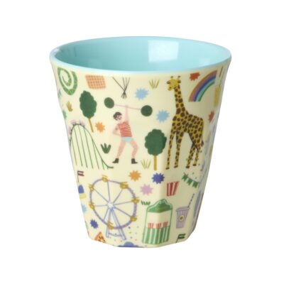 medium beker van melamine met kinder print kermis