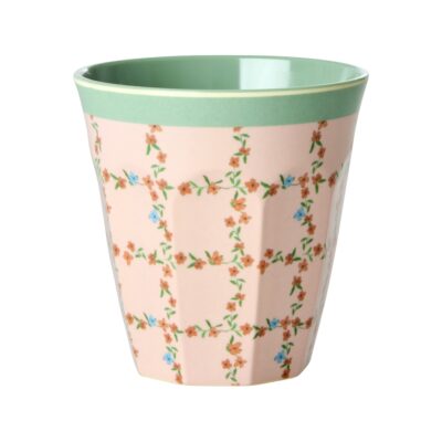 roze beker Rice melamine met bloemetjes