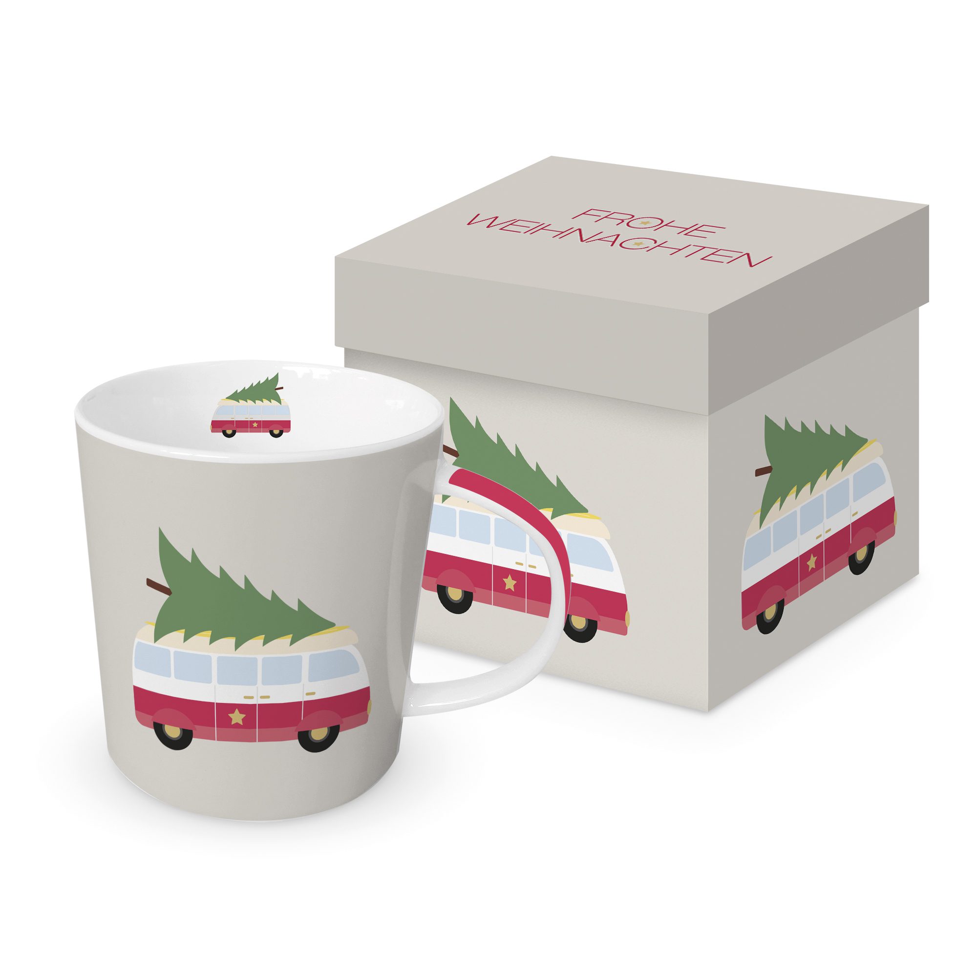 kerst mok van keramiek met leuke kerstprint in bijpassende giftbox