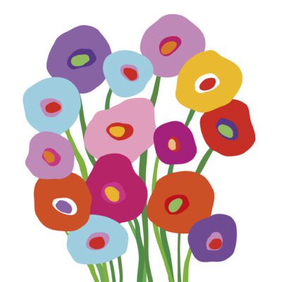 vrolijke servetten met boeket bloemen print 20 stuks van papier