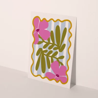 ansichtkaart met retro bloemen