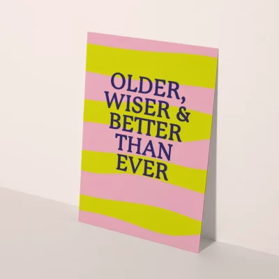verjaardags kaart older & wiser quote A6