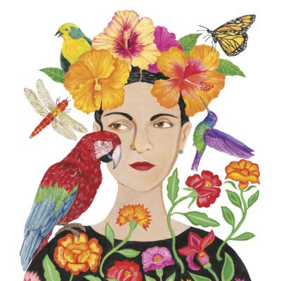 papieren servetten met frida kahlo