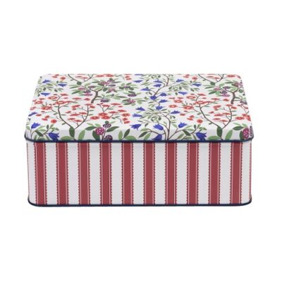koektrommel rechthoek met bloemen en rode strepen