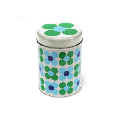 opbergbus voor bijvoorbeeld theezakjes met leuke bloem print in blauw groen