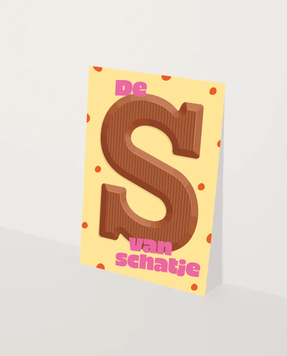 kaart met chocoladeletter S