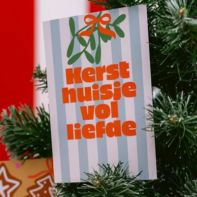kerstkaart met tekst kersthuisje vol liefde A6