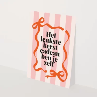 kerstkaat met tekst het leukste kerst cadeau ben je zelf A6