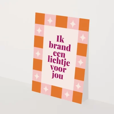 wenskaart met tekst ik brand een lichtje voor jou