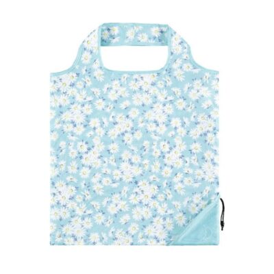 opvouwbaar tasje met madeliefjes in wit en blauw