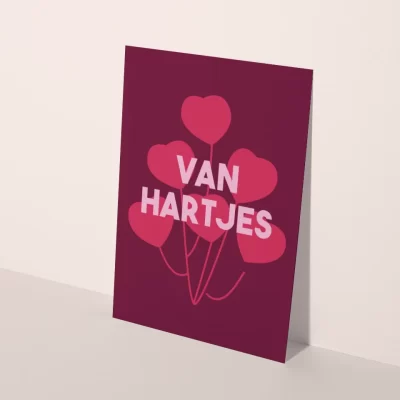 verjaardag felicitatie wenskaart met hartjes
