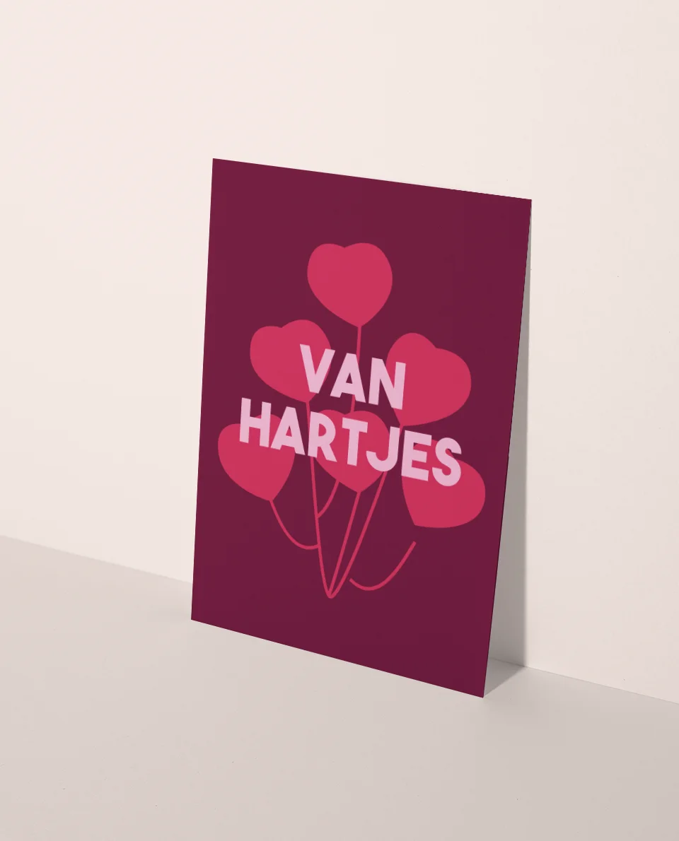 verjaardag felicitatie wenskaart met hartjes