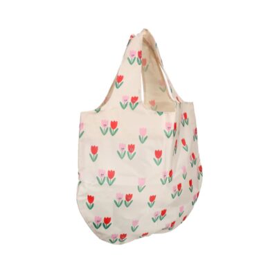 duurzaam opvouwbare tas met tulpen print