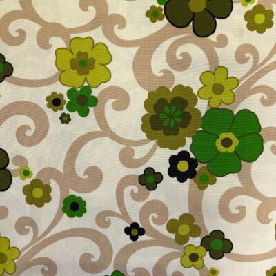 jaren 70 retro stof groene bloemen