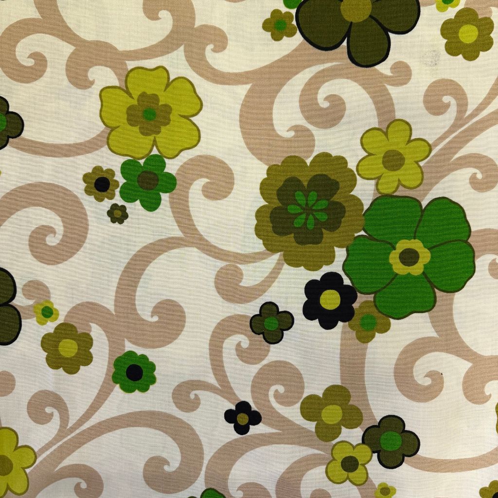 jaren 70 retro stof groene bloemen