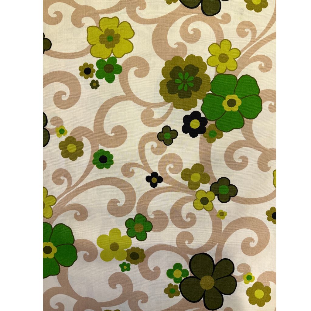 vintage stof met bloemen groen aristo