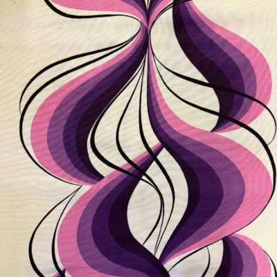 spiraalvorm paars roze zwart ecru vintage stof