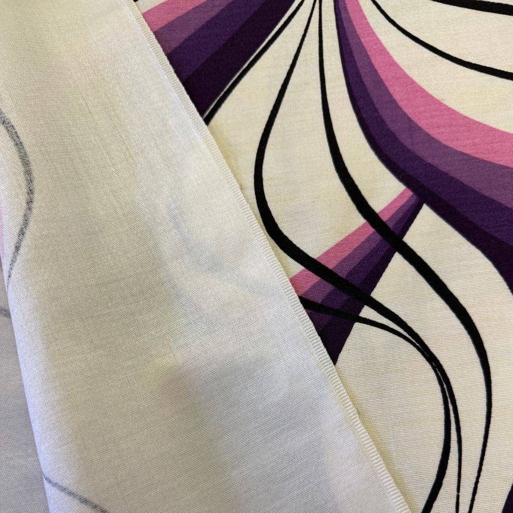 vintage stof psychedelisch paars zwart roze ecru