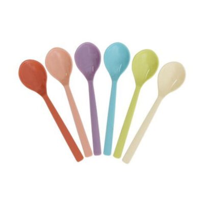 melamine thee lepels, korte model, in pastel kleuren set van 6