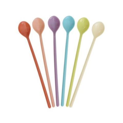latte lepels, lang, in pastel kleuren set van 6 melamine