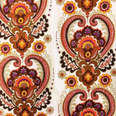 vintage stof paisley barok patroon oranje bruin paars