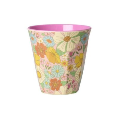 melamine beker met retro bloemen print