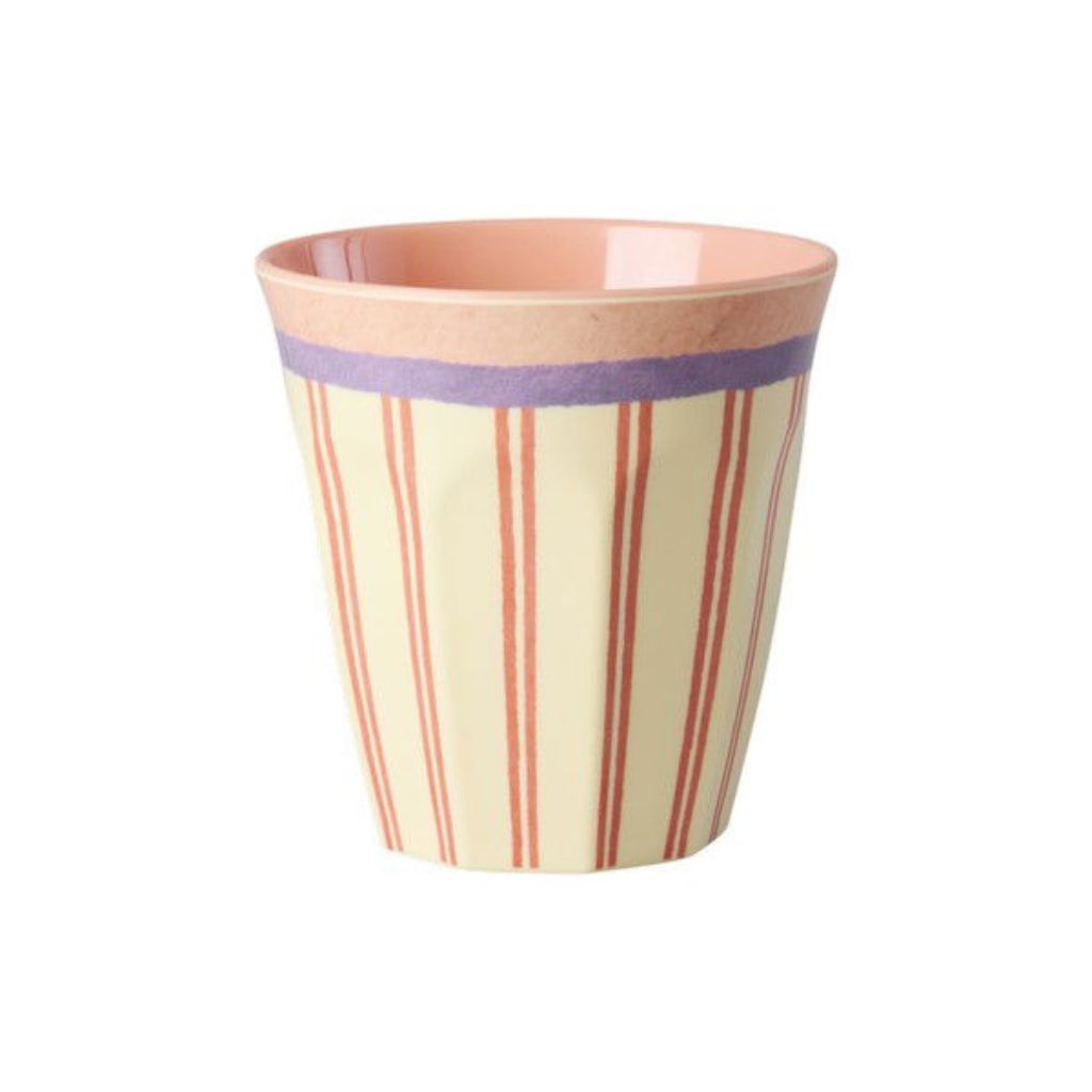 beker van melamine met streep print in pastel kleuren
