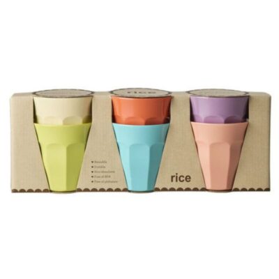 set van 6 bekers medium melamine in effen pastel tinten