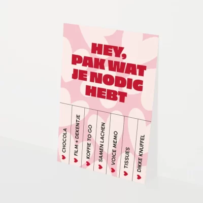 Kaart met keuze en tekst Pak wat je nodig hebt