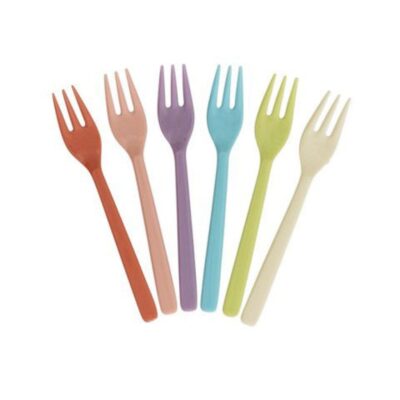 taart vorkjes van melamine in pastel kleuren set van 6