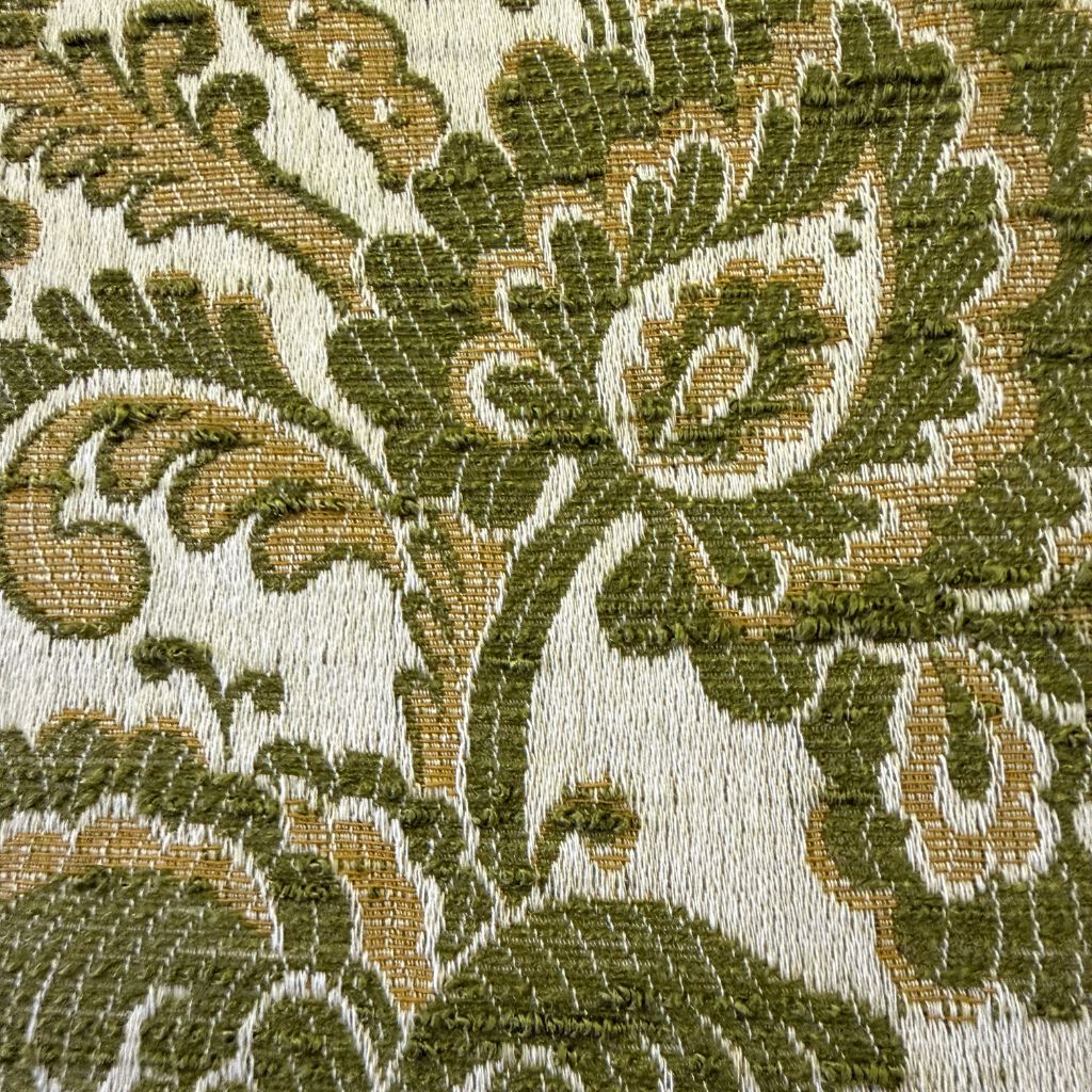 jaren 70 stof vintage groen met jacquard patroon