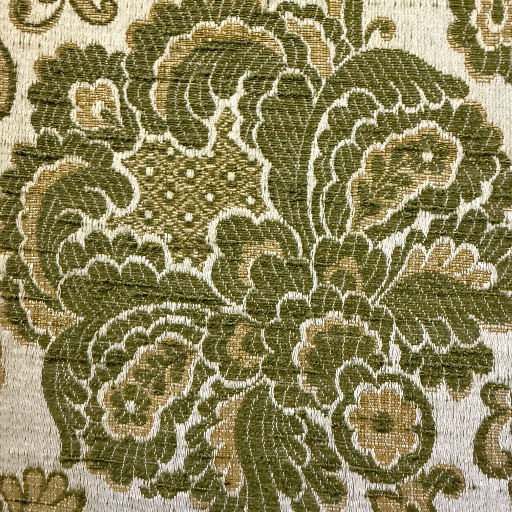 vintage stof groen jacquard patroon