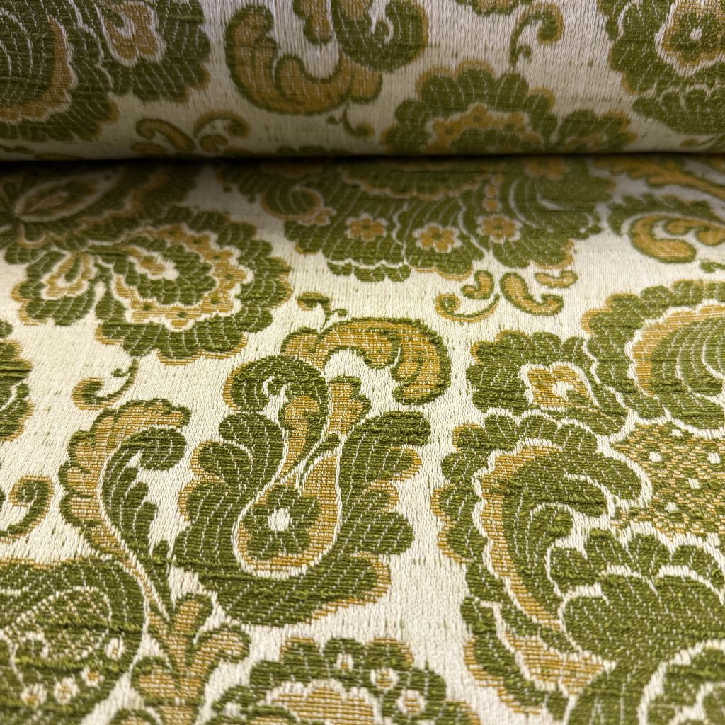jacquard stof groen zachtgeel vintage jaren 70