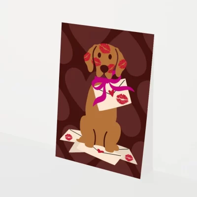 liefde en felicitatie kaart met hond