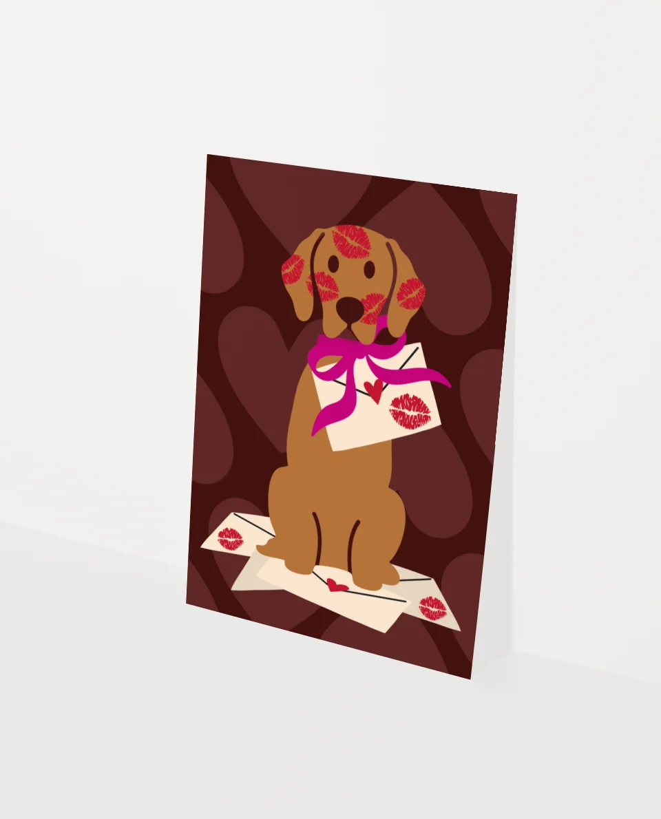 liefde en felicitatie kaart met hond