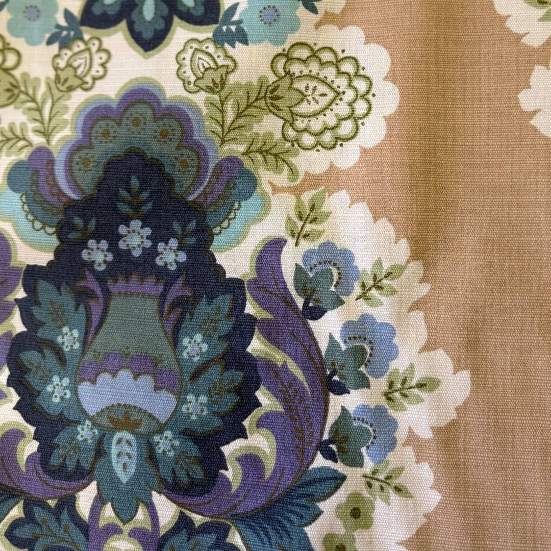 vintage stof blauwe print