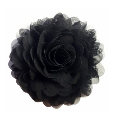 bloem zwart corsage of haarspeld van chiffon