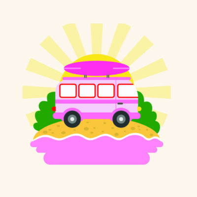 kleurrijke camper op forex tegeltje