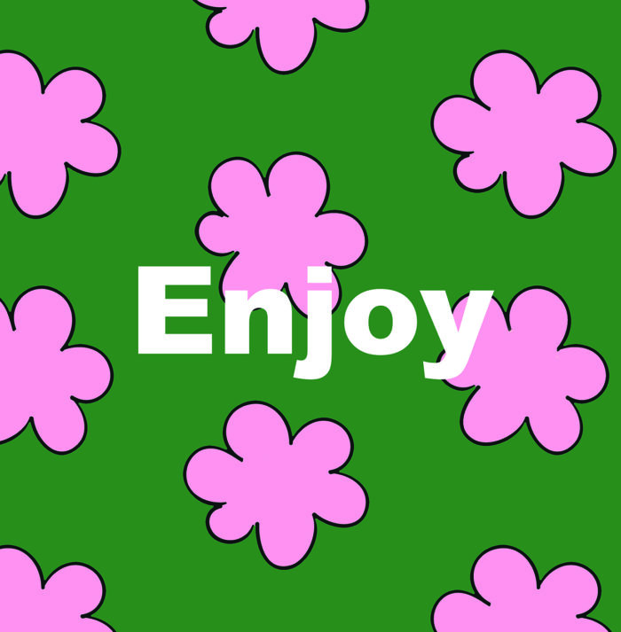 groen forex tegeltje met tekst Enjoy en roze bloemen