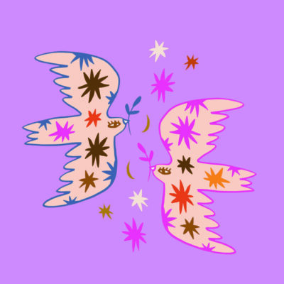 forex tegeltje met love birds lila