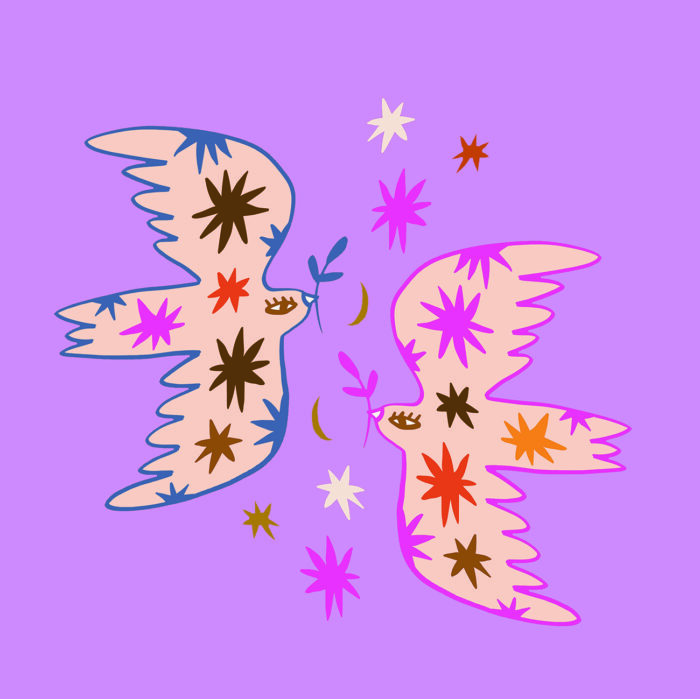 forex tegeltje met love birds lila