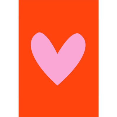 Forex poster A4 formaat in rood met roze hart