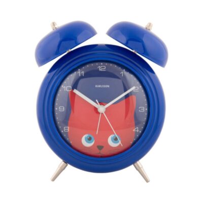 blauwe kinderwekker met poes geen tikkend geluid