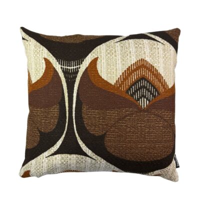 kussen 50 x 50 cm handgemaakt van vintage stof bruin retro patroon