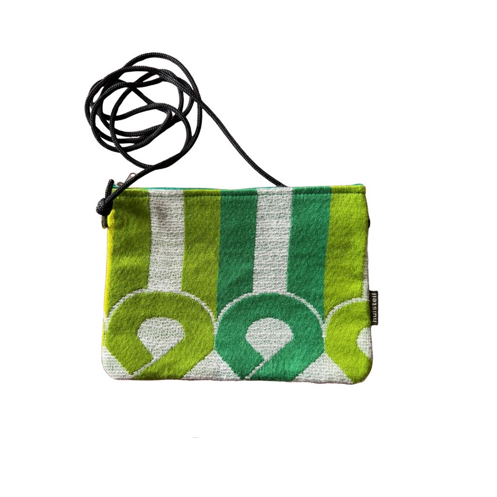 schoudertasje groen vintage stof grafisch