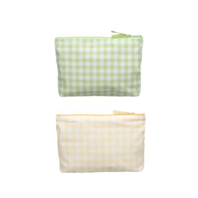 etui met ruitjes in geel of groen