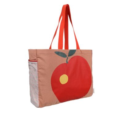 ruime shopper met appel print en zijvakken