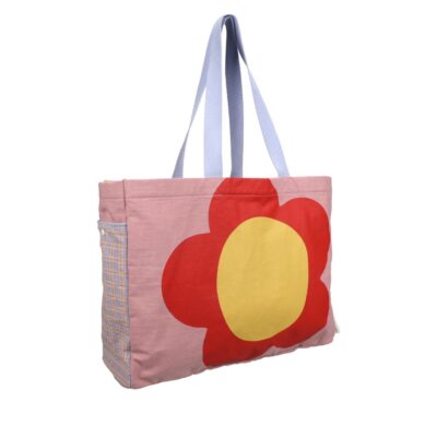 shopper met zijvakken en grote bloem print