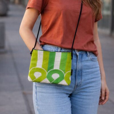 tasje groen grafische stof vintage